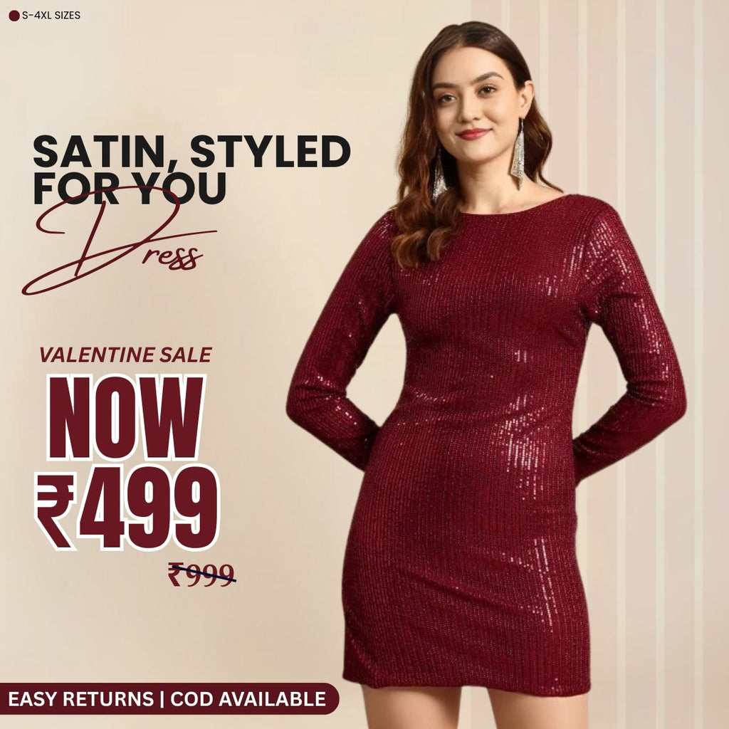 Women’s Mahroon Satin Dress Luxe Looks for Every Occasion | S-11