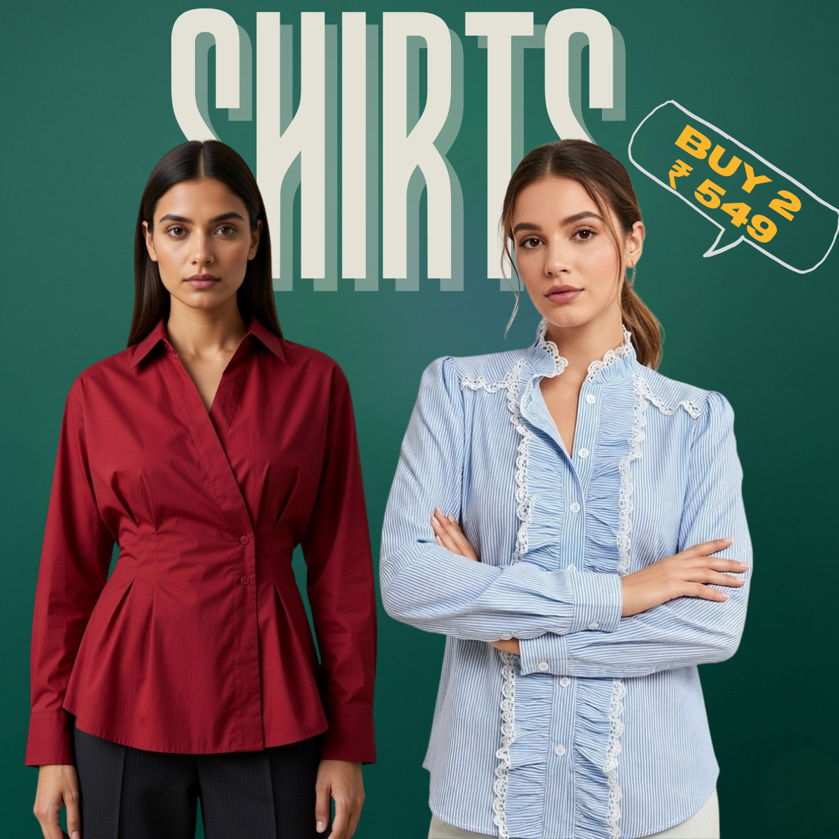 Pack of 2 Women's Shirts (P2W-11)