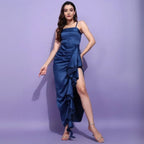 Women’s Full Length Royal Blue Satin Dress Luxe Looks for Every Occasion | S-03
