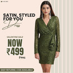 Women’s Green Pink Satin Dress Luxe Looks for Every Occasion | S-07