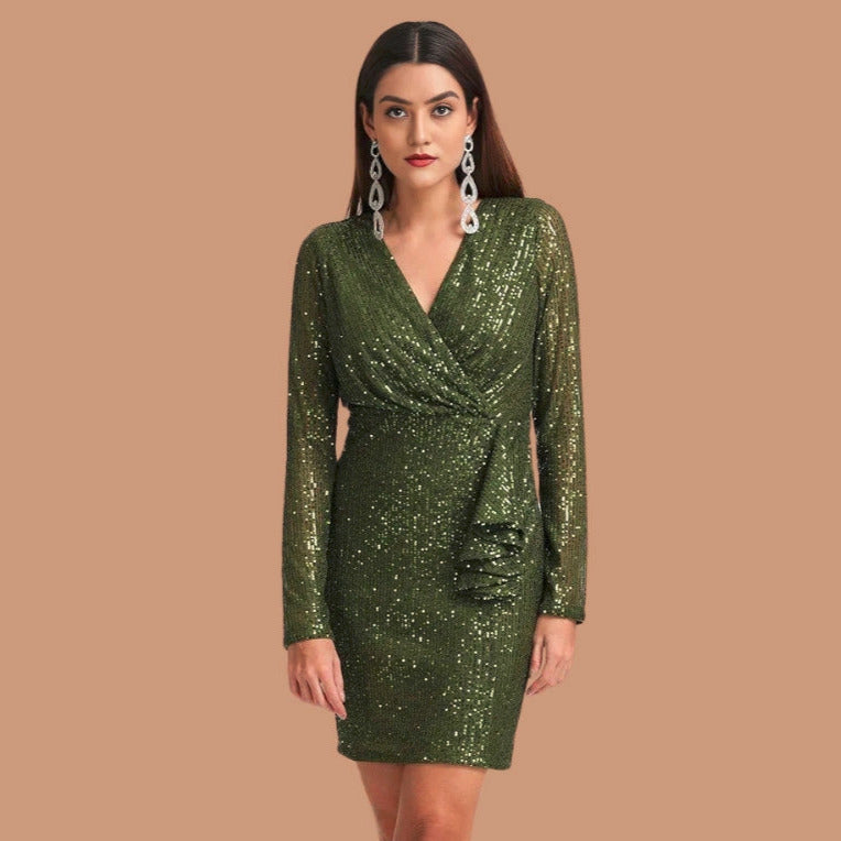 Women’s Green Pink Satin Dress Luxe Looks for Every Occasion | S-07